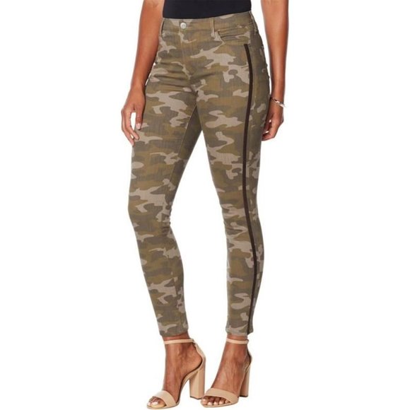 NWT SKINNYGIRL BROADWAY HIGH-RISE SIDE STRIPE SKINNY JEANS CAMO FLOW - Picture 1 of 14